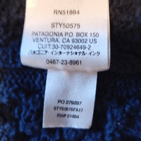 Patagonia Womens Cardigan Sweater Open Front Navy Blue Long Sleeve Cable Knit XS - Picture 12 of 12